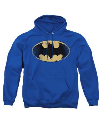 Men's Distressed Shield Kangaroo Pocket Pull-Over Hoodie