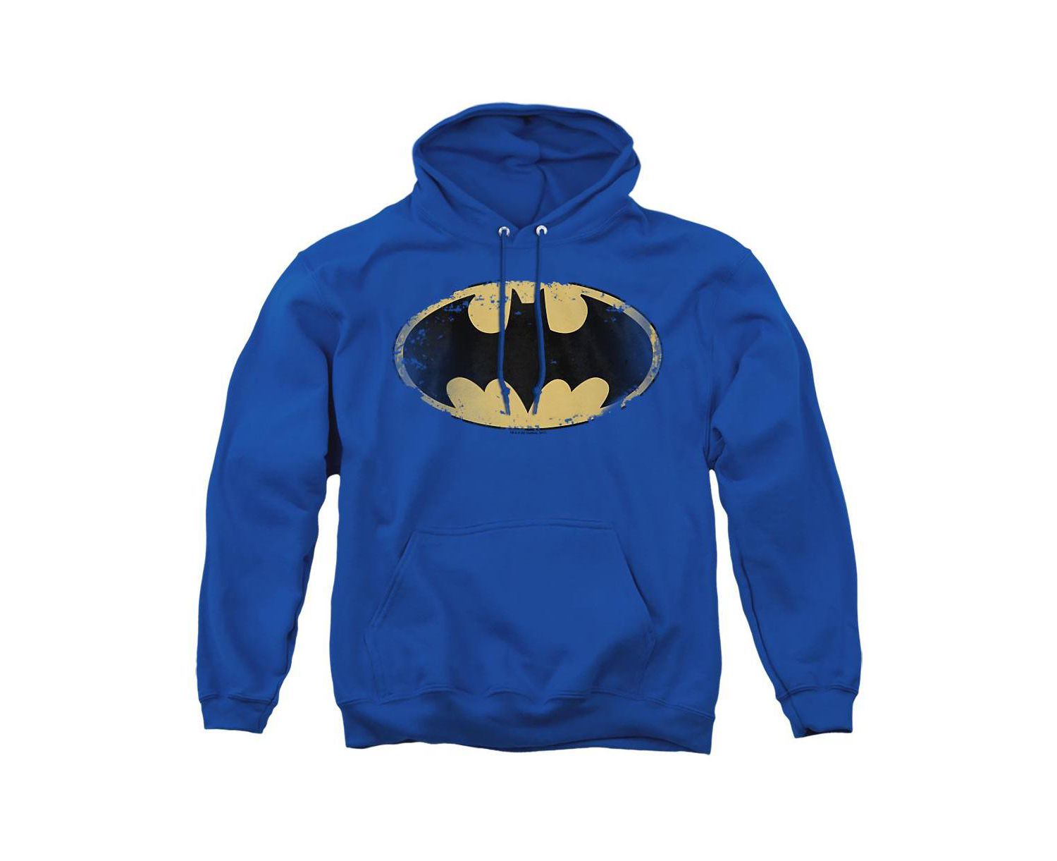 Men's Distressed Shield Kangaroo Pocket Pull-Over Hoodie