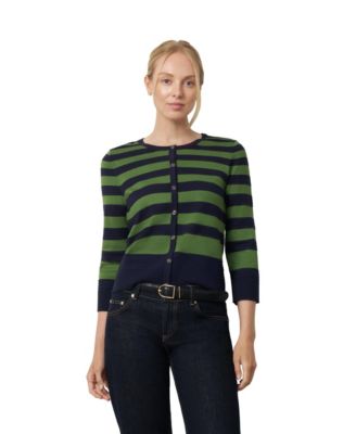 Women's Textured Variegated Stripe Crewneck Cardigan