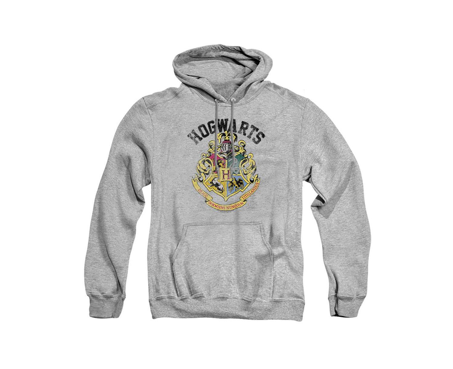 Men's Distressed-Graphic Hogwarts Crest Classic-Fit Pullover Hoodie
