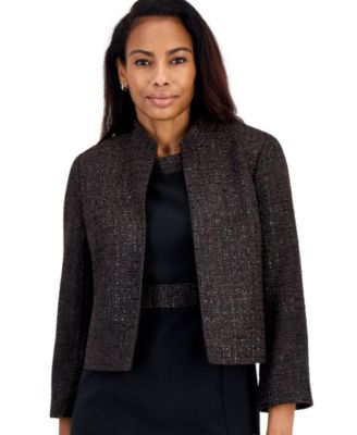 Petite Stand Collar Bell-Sleeve Cropped Cardigan
