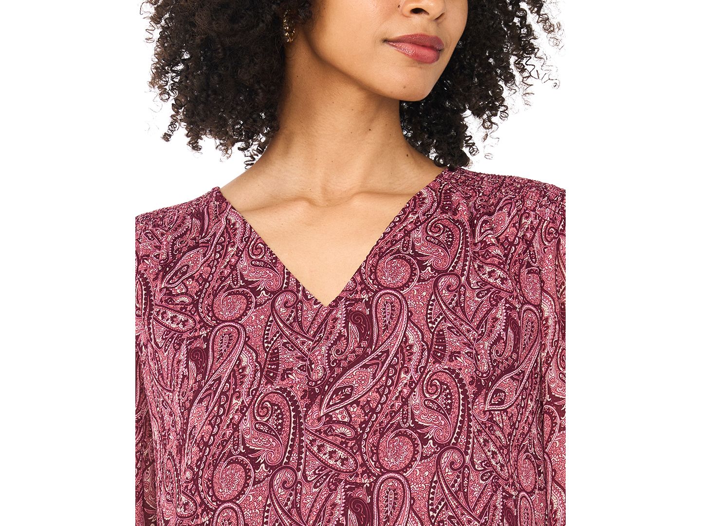 Женский топ Sam & Jess Blouson V-Neck Top, цвет: Zinfandel — фото 3