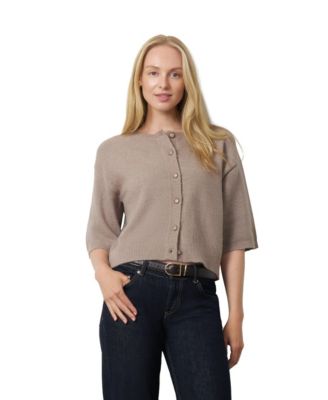 Women's Lightweight Button-Front Crewneck Cardigan