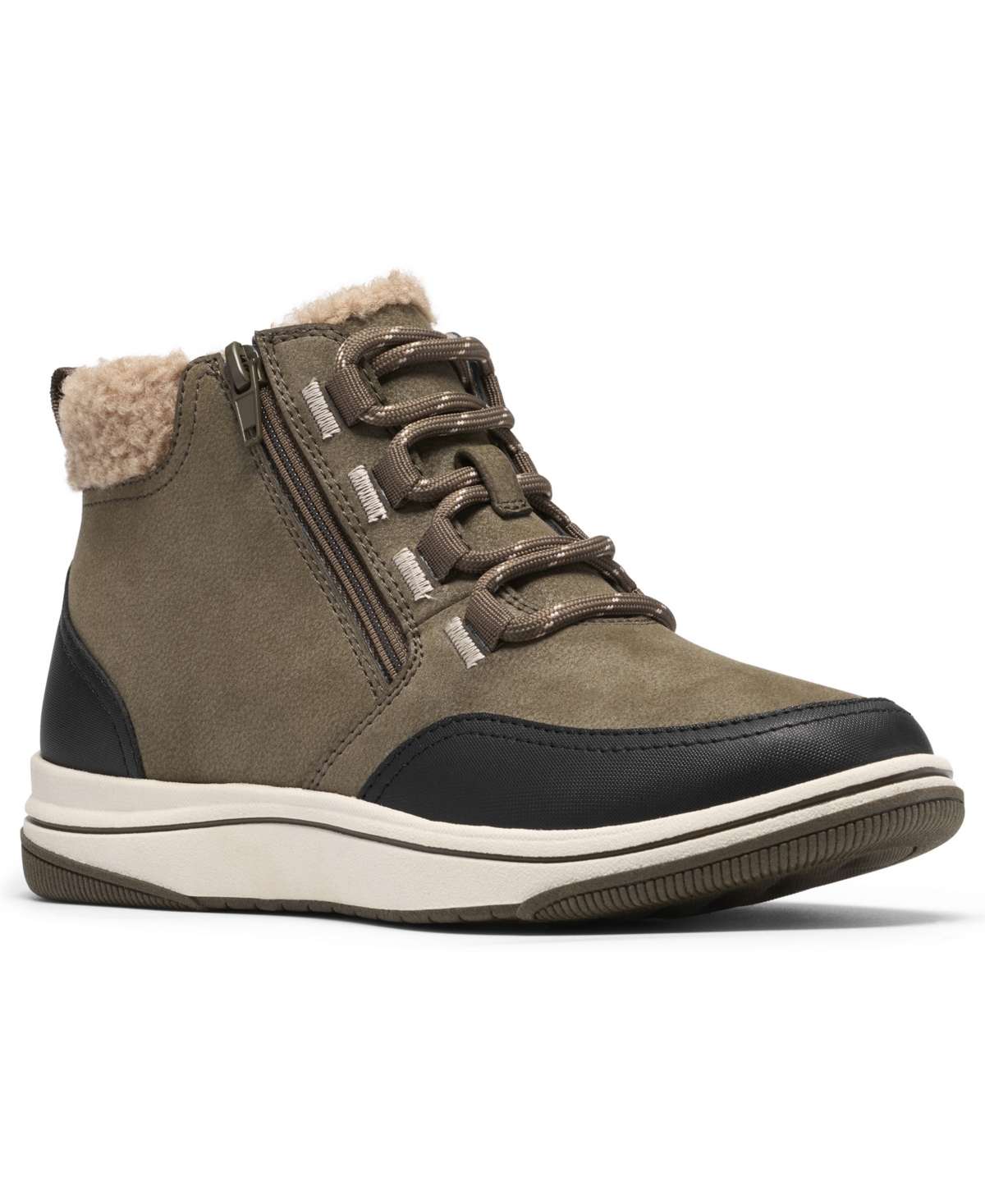 Clarks Women's Breeze Moss Zipper Booties In Olive Textile