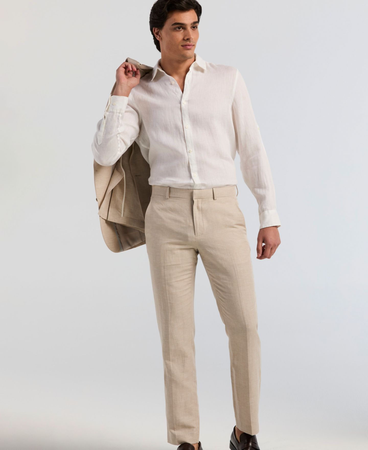 Мужские брюки Perry Ellis Classic-Fit Herringbone, цвет: Натуральный льняной — фото 3