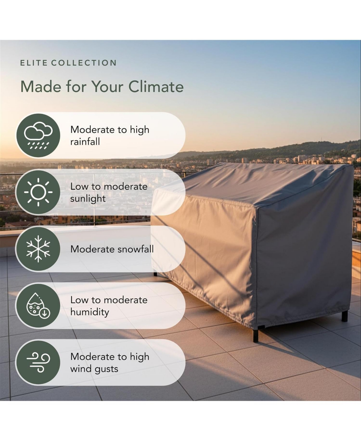 Cushry Outdoor Patio Sofa Cover – Water-Resistant 300D Polyester, Double-Stitched Seams, Elastic Hem