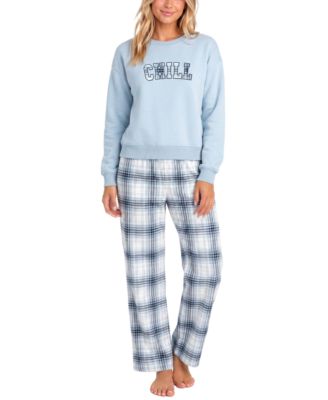 Women's Plaid Flannel Top and Pants Pajama Set