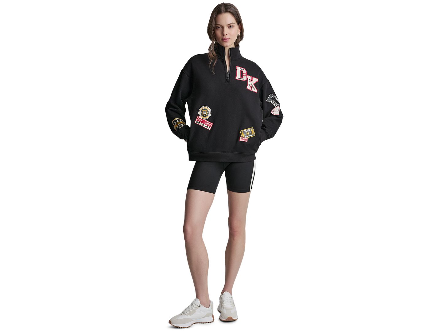 Женская толстовка DKNY Sport Campus Patch Quarter-Zip, цвет: Чёрный — фото 2