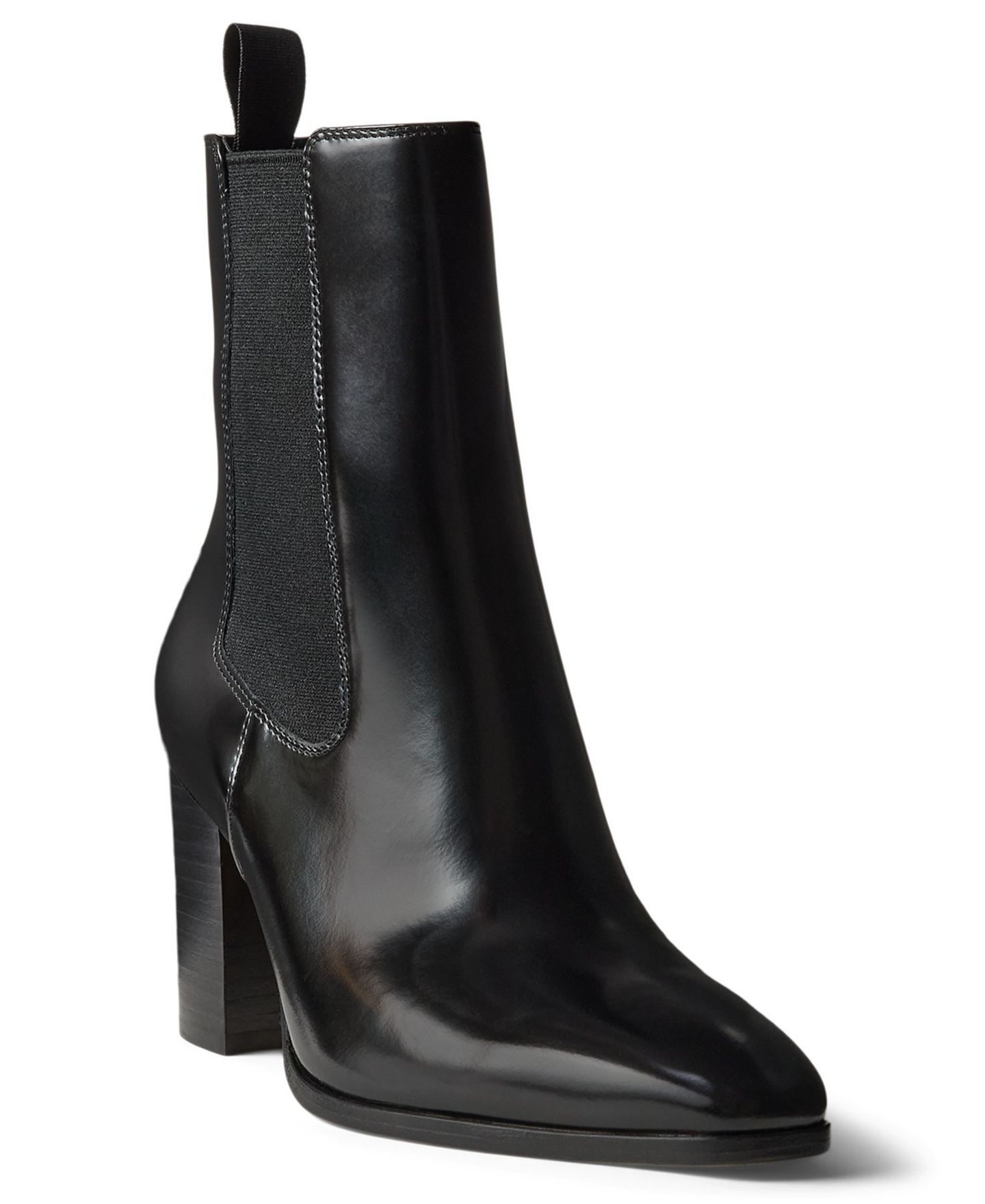 Женские ботинки Lauren Ralph Lauren Raelynn Pull-On Booties, цвет: Чёрный гладкий кожаный — фото 1