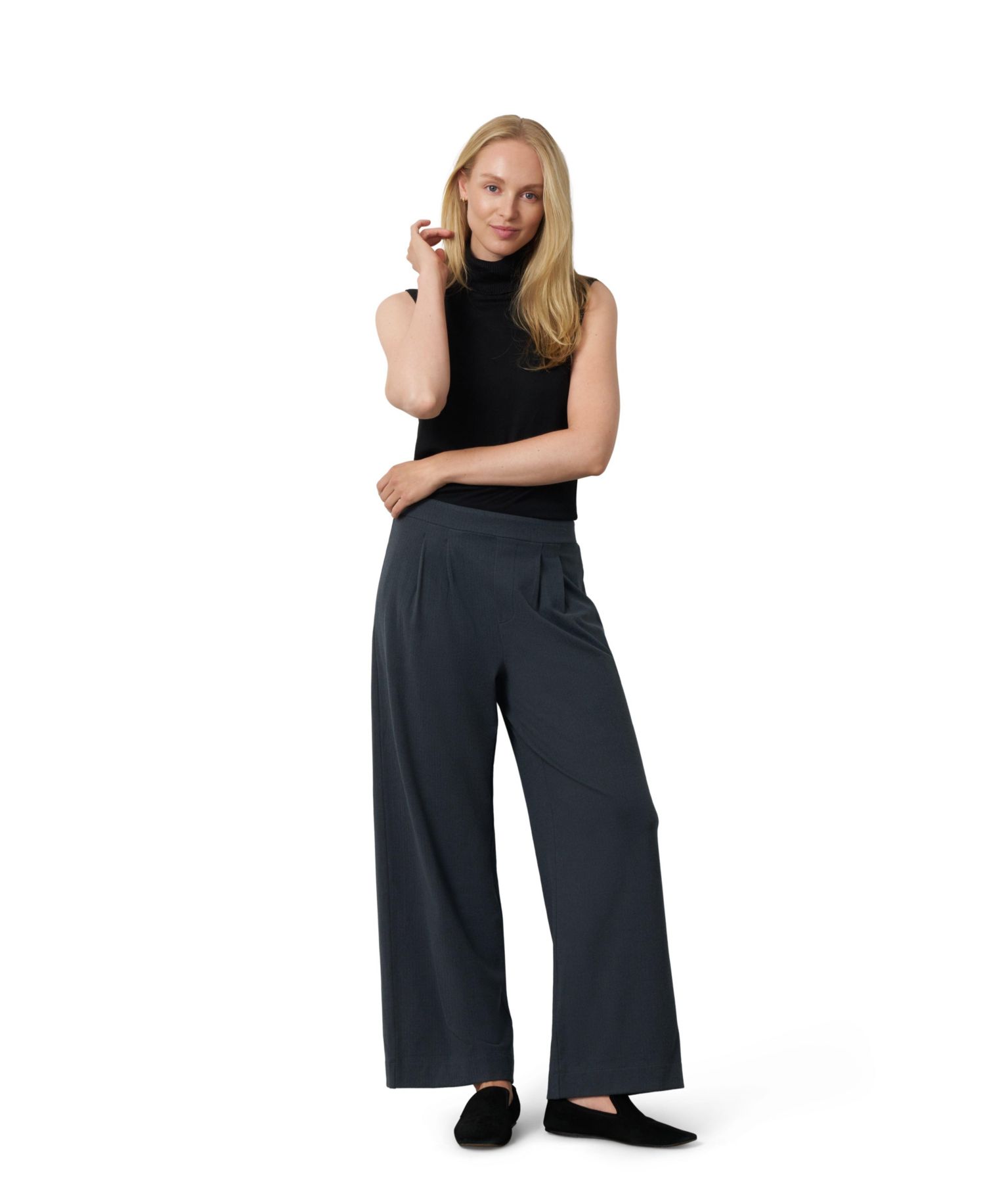 Women's Pleated Wide-Leg Pull-On Pants