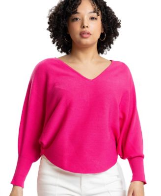 Women's Jennifer V-Neck Dolman-Sleeve Loose-Fit Sweater
