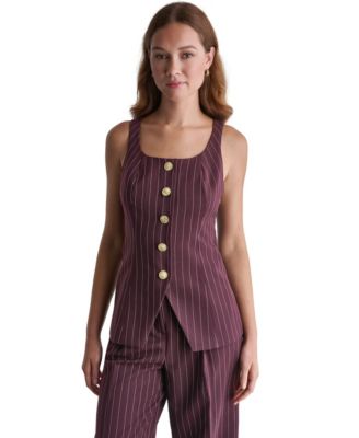 Women's Pinstripe Square-Neck Vest