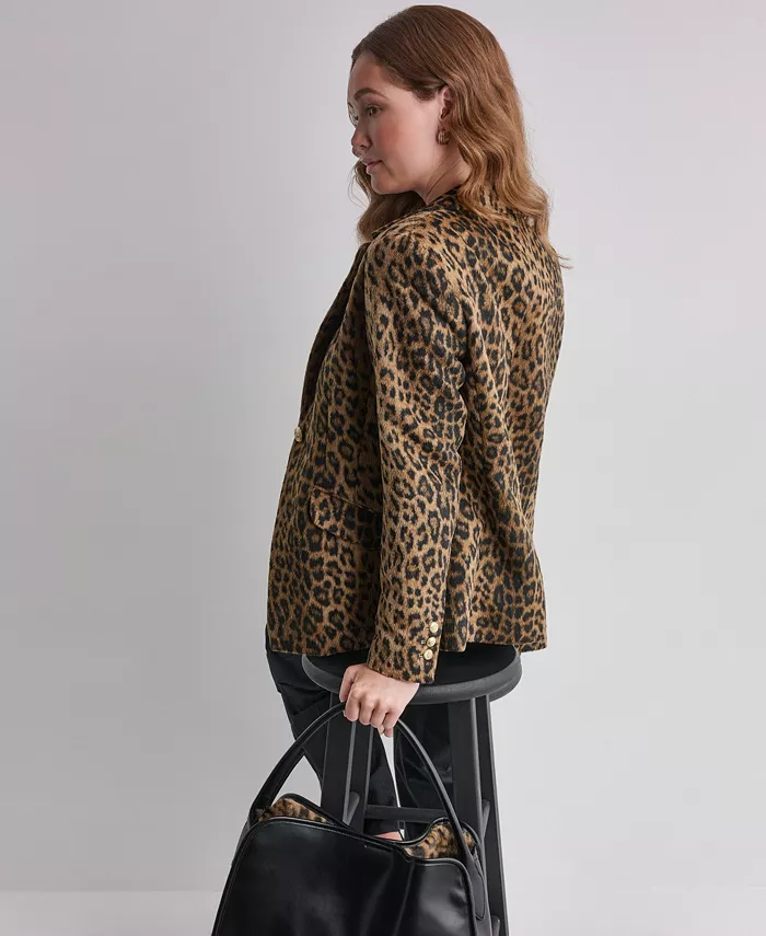 Women's Leopard-Print Shoulder-Padded Blazer - thumbnail 9