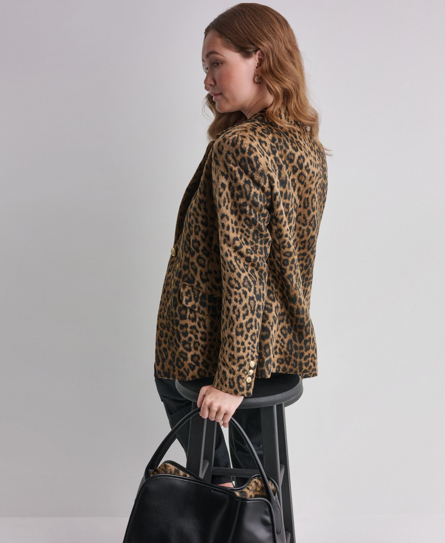 Women's Leopard-Print Shoulder-Padded Blazer