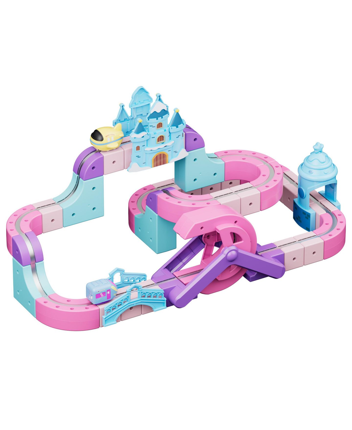 Детский конструктор Contixo MT6 Princess Castle Magnetic Train Track 96-Piece Building Set with Rechargeable Motorized Train, Ages 3+ — фото 2