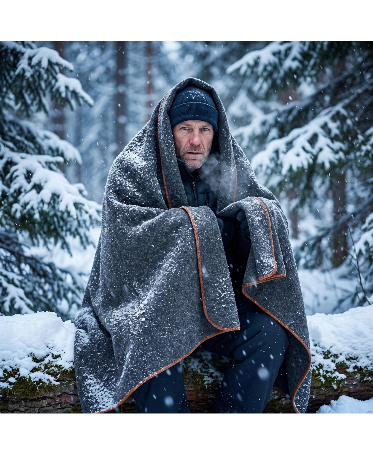 Maxsa Wool Camping Blanket, 80% Wool 20% Polyester Outdoor Throw, Warm Portable Blanket with Stitched Edges, Solid Gray, 59" x 86.6