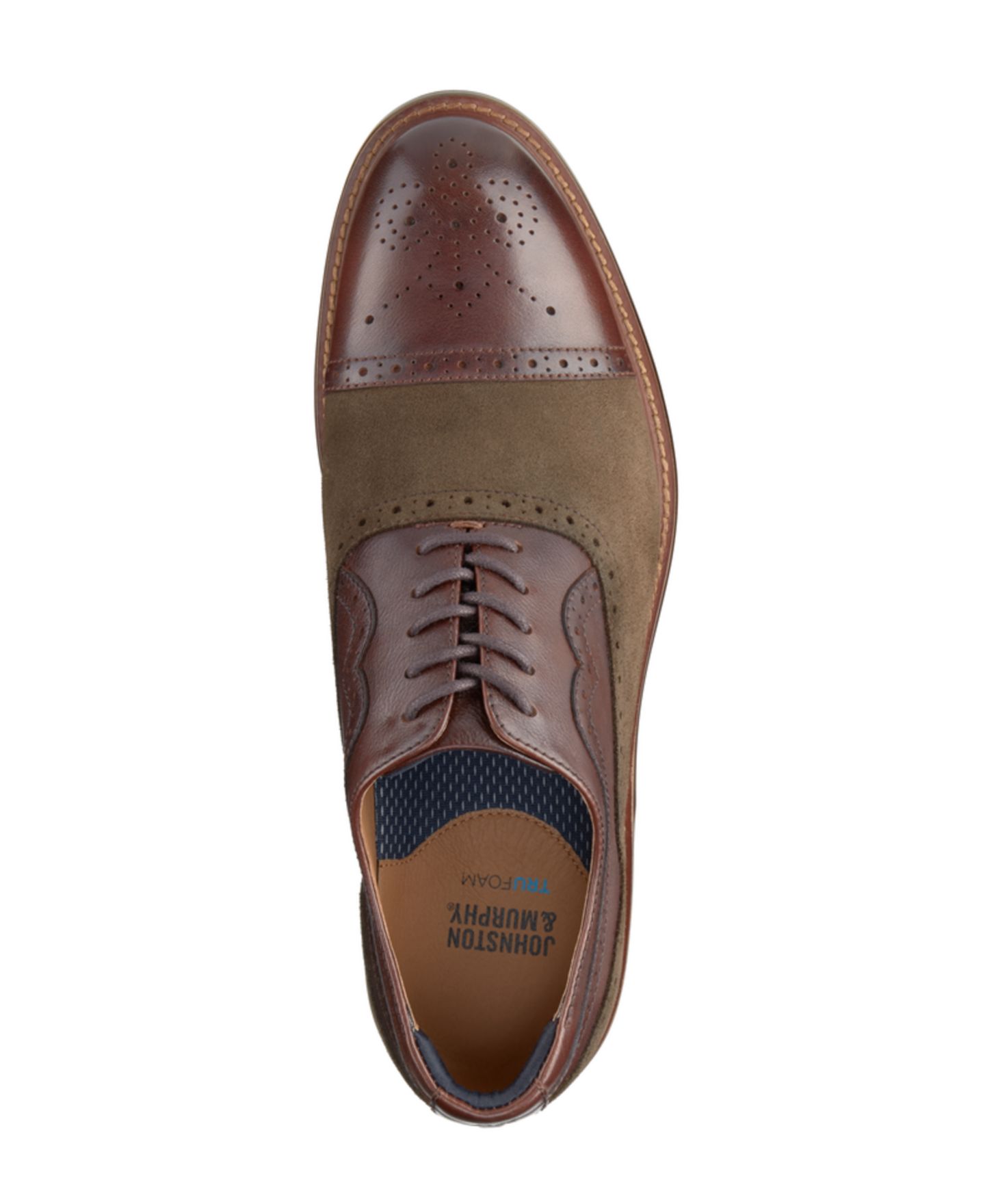 Мужские туфли Johnston & Murphy Conard 2.0 Cap Toe Leather and Suede Oxford, цвет: Красное дерево / Коричневый замшевый — фото 4