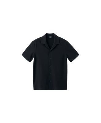 Men's Textured Cotton-Blend Short-Sleeve Button-Down Shirt