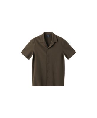 Men's Textured Cotton-Blend Short-Sleeve Button-Down Shirt