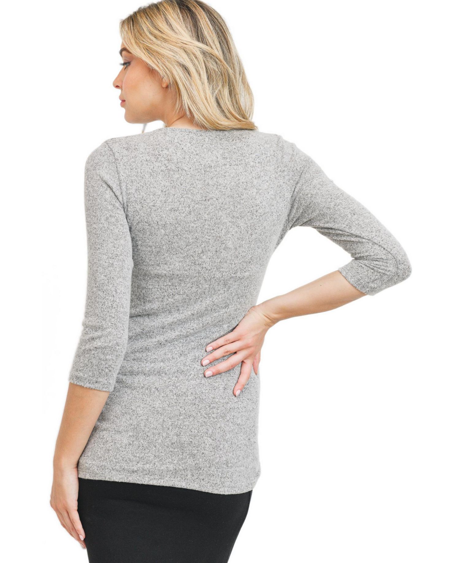 Women's Nursing Wrap V Neck 3/4 Sleeve Top
