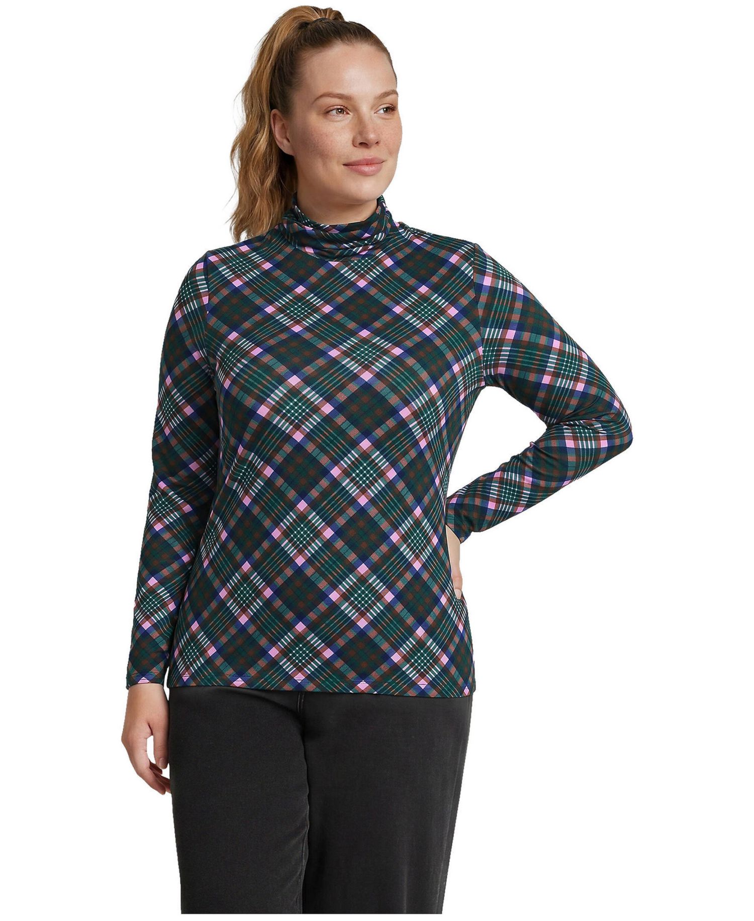 Plus Size Lightweight Jersey Long Sleeve Turtleneck