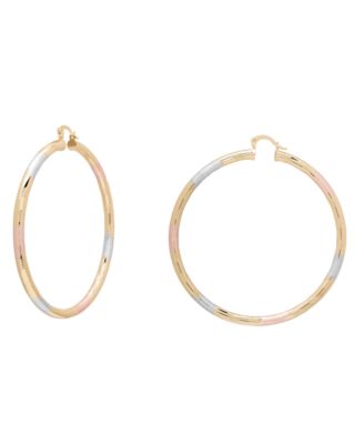 Tri-Color 70mm Hoop Earrings