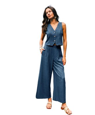 Women's Elegant Cropped Vest Trousers Set