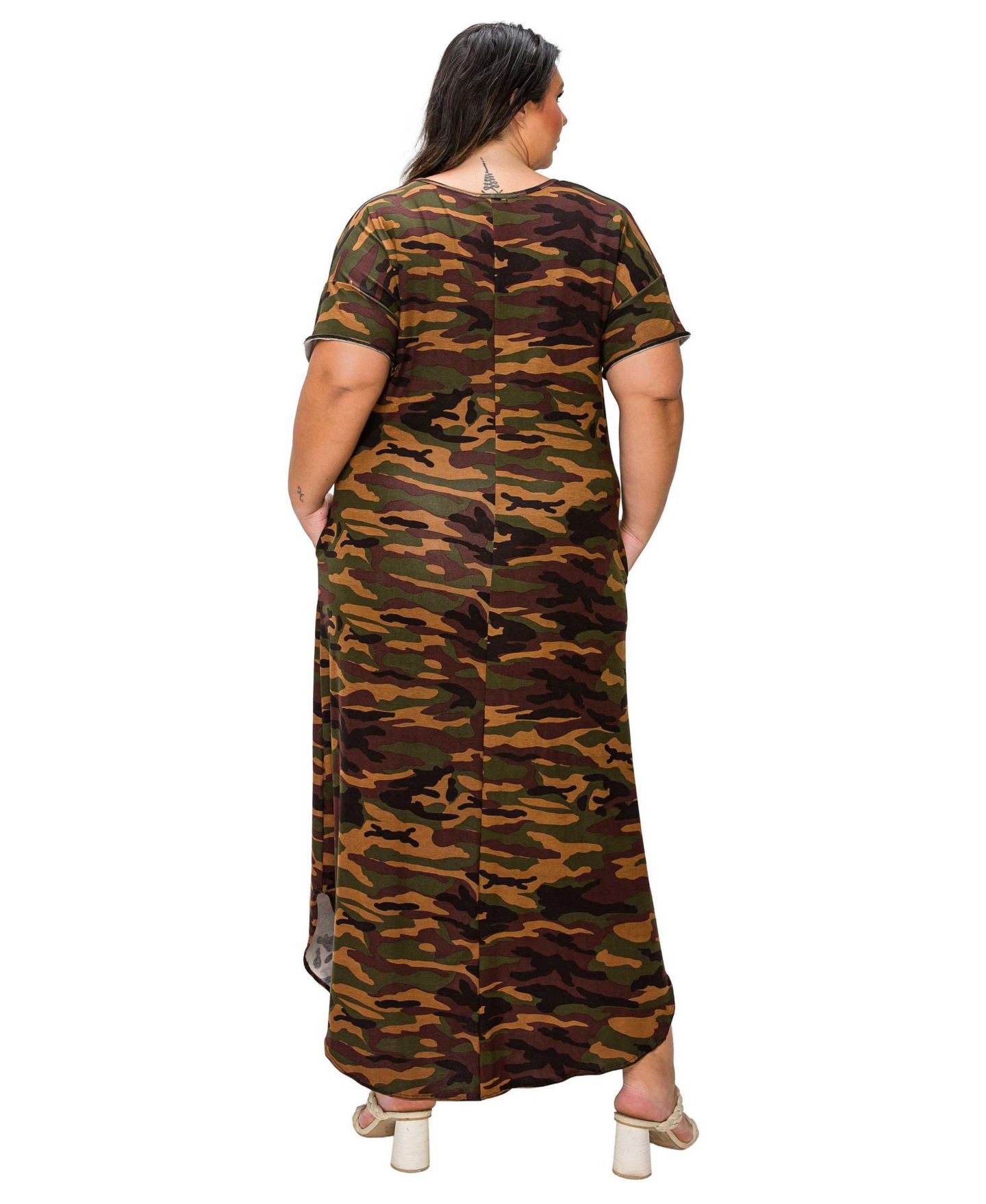 Женское платье L I V D Plus Size Katt Camo Pocket Maxi, цвет: Камуфляжный — фото 3