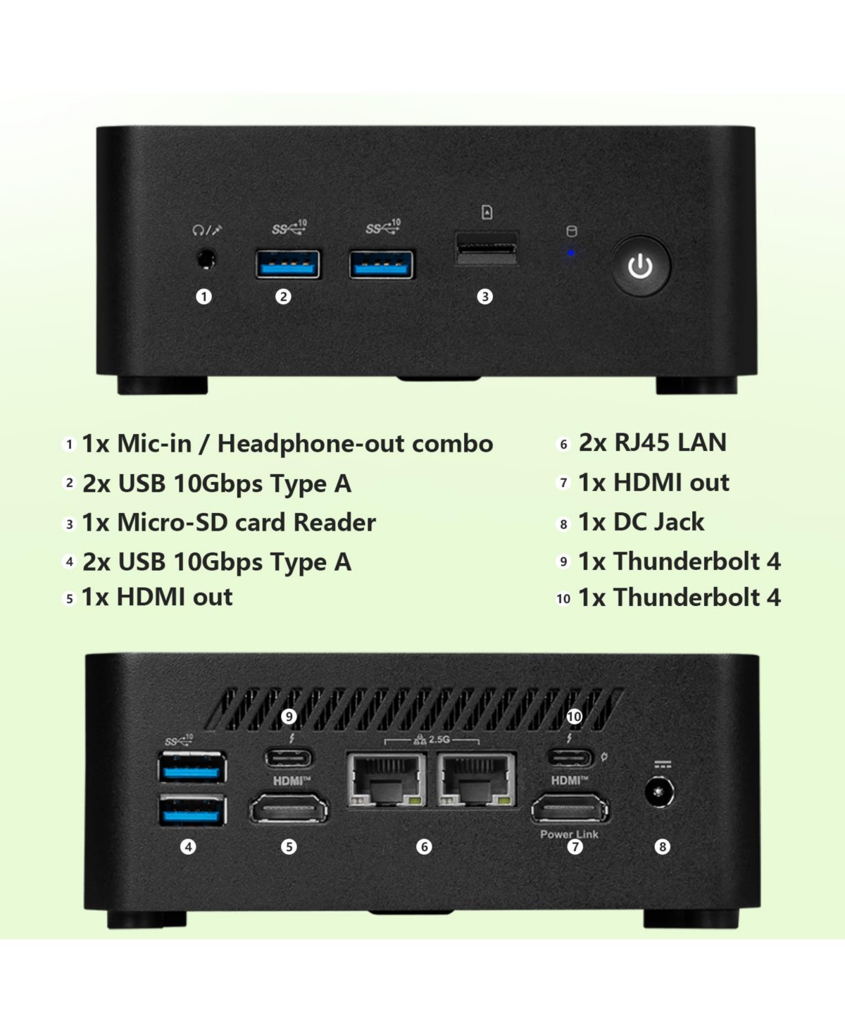 Msi Cubi Business Mini Desktop, Intel Core 5 120U, Intel Graphics, 32GB DDR5, 1TB Ssd, Wi-Fi 6, Win11 Pro, Black