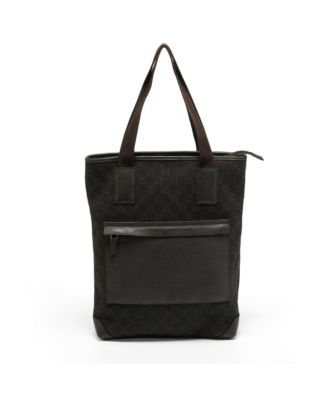 Women's GG Denim and Leather Vertical Tote Bag