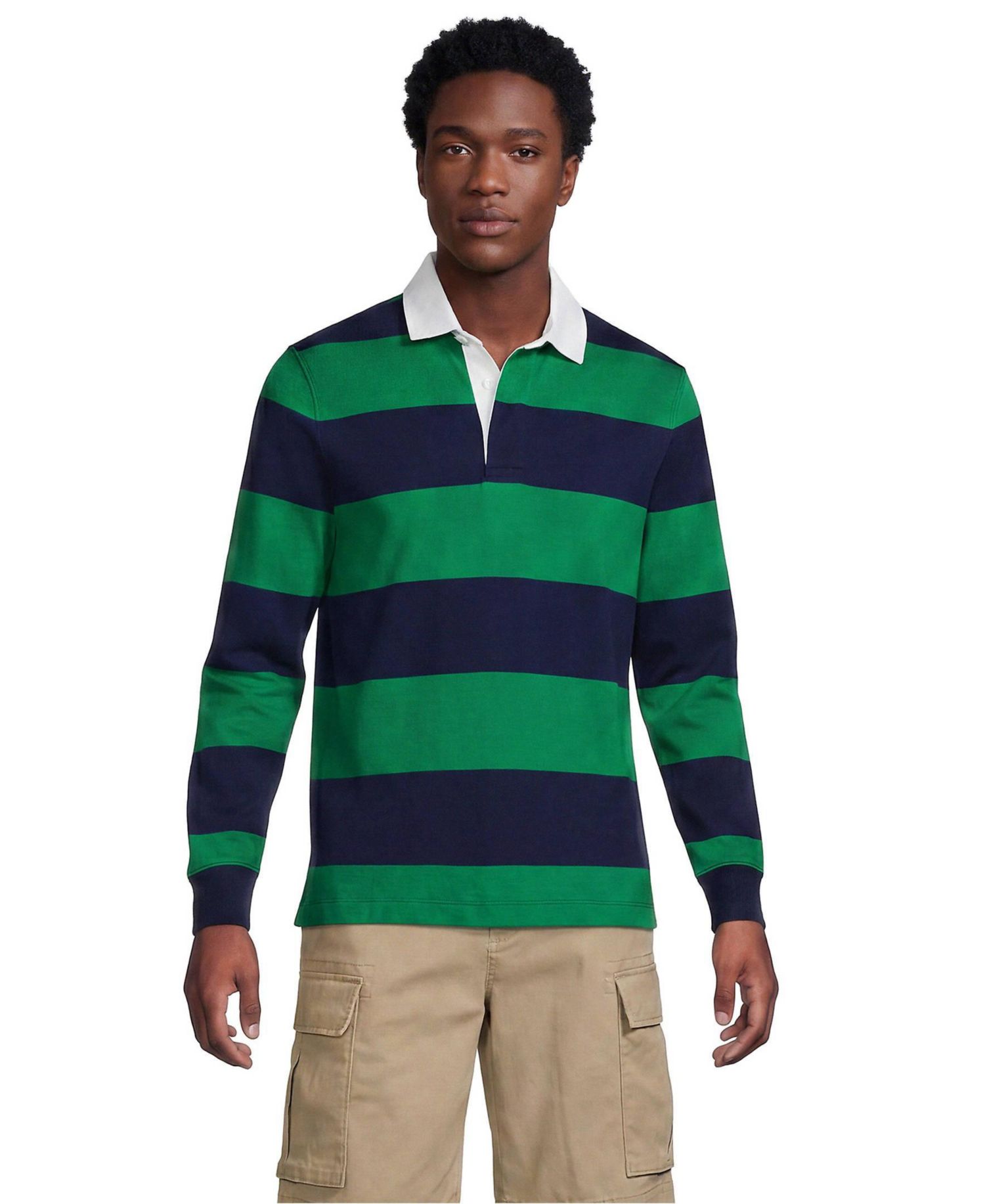Men's Long Sleeve Stripe Rugby Shirt