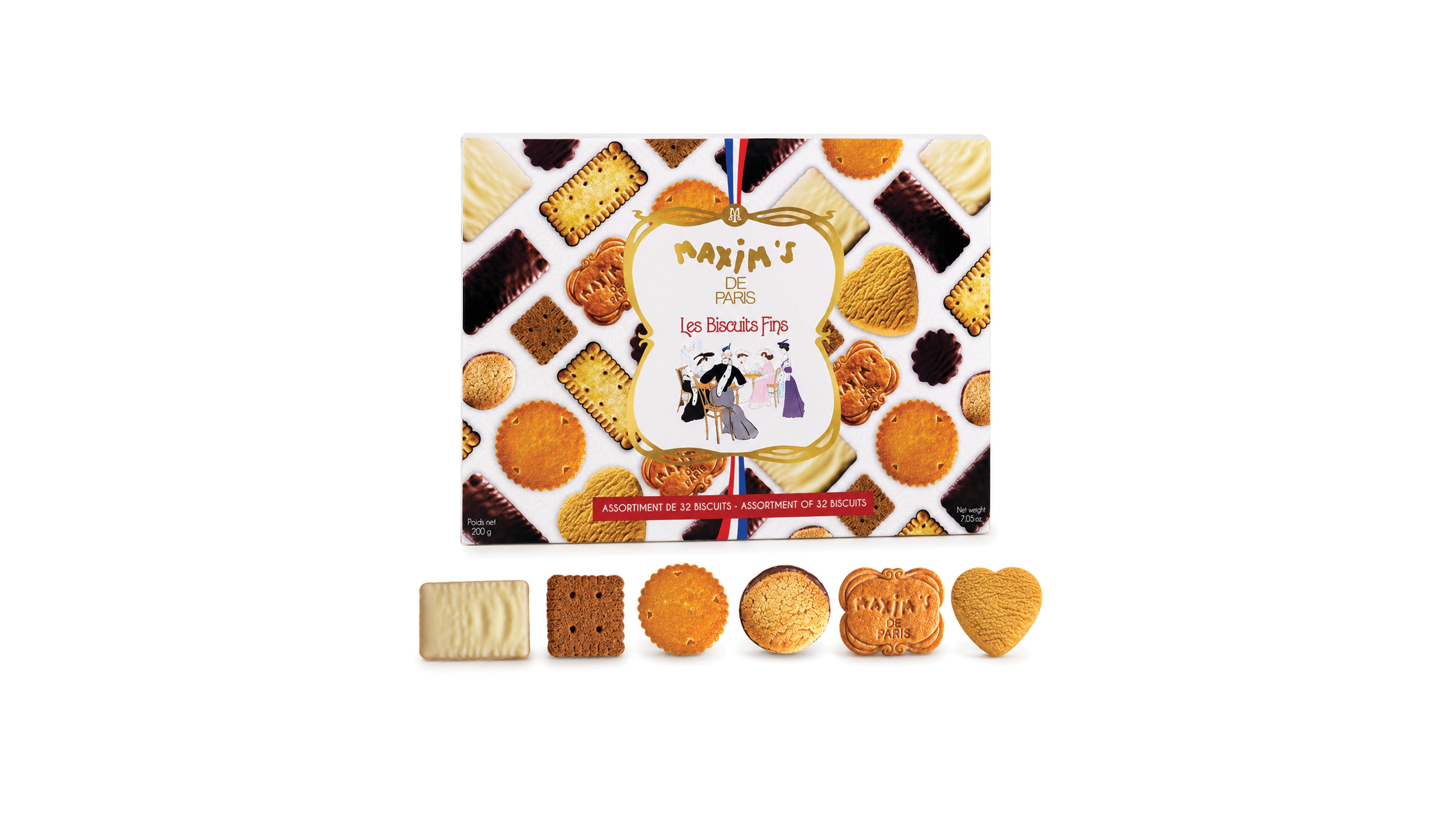 Maxim's De Paris Holiday Assorted French Tea Biscuits, 32 Pieces