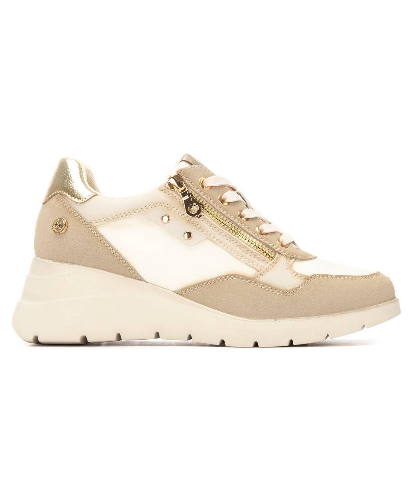 Женские кроссовки XTI Casual Wedge Lace Up, цвет: Бежевый — фото 3