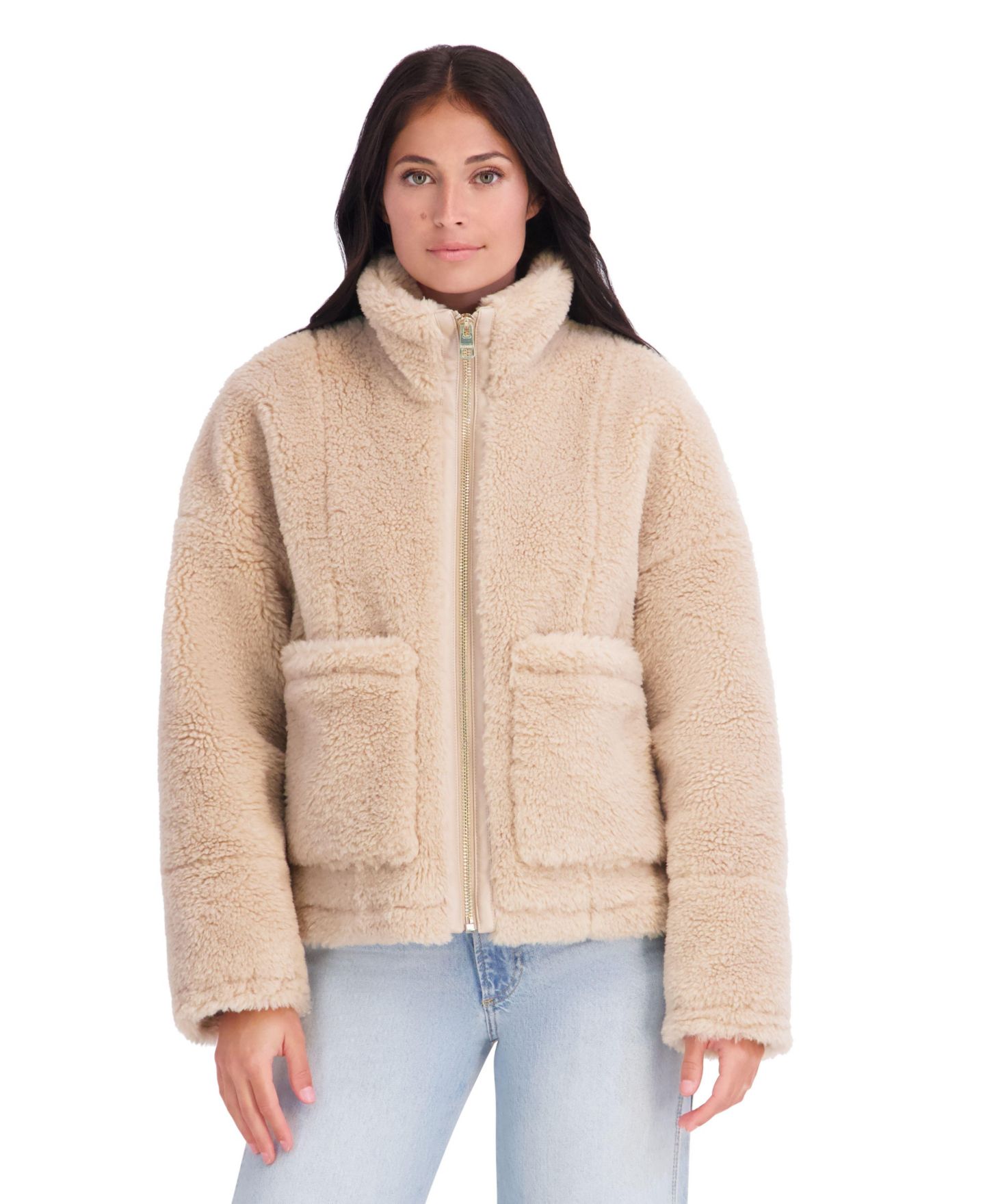 Женская куртка Kensie Faux Fur Funnel Neck Short, цвет: Хаки — фото 3