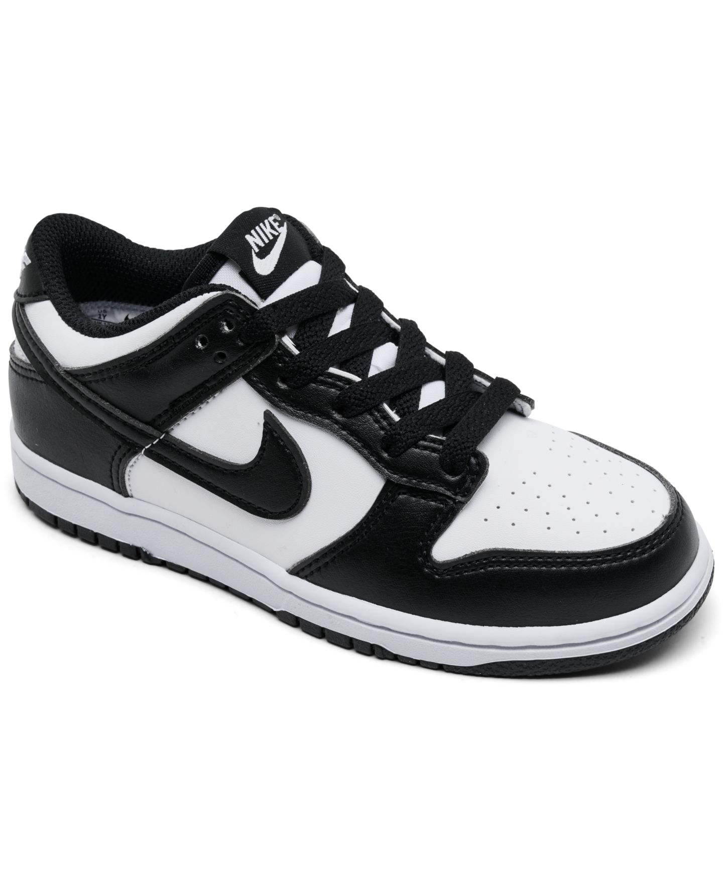 Детские кожаные кроссовки Nike Dunk Low, цвет: Белый / Чёрный — фото 1
