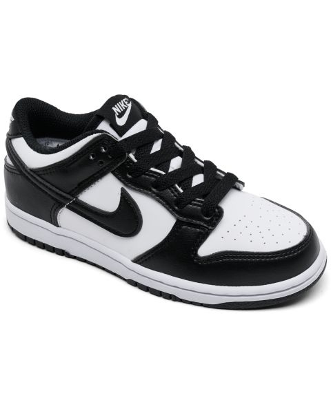 Детские кожаные кроссовки Nike Dunk Low, цвет: Белый / Чёрный