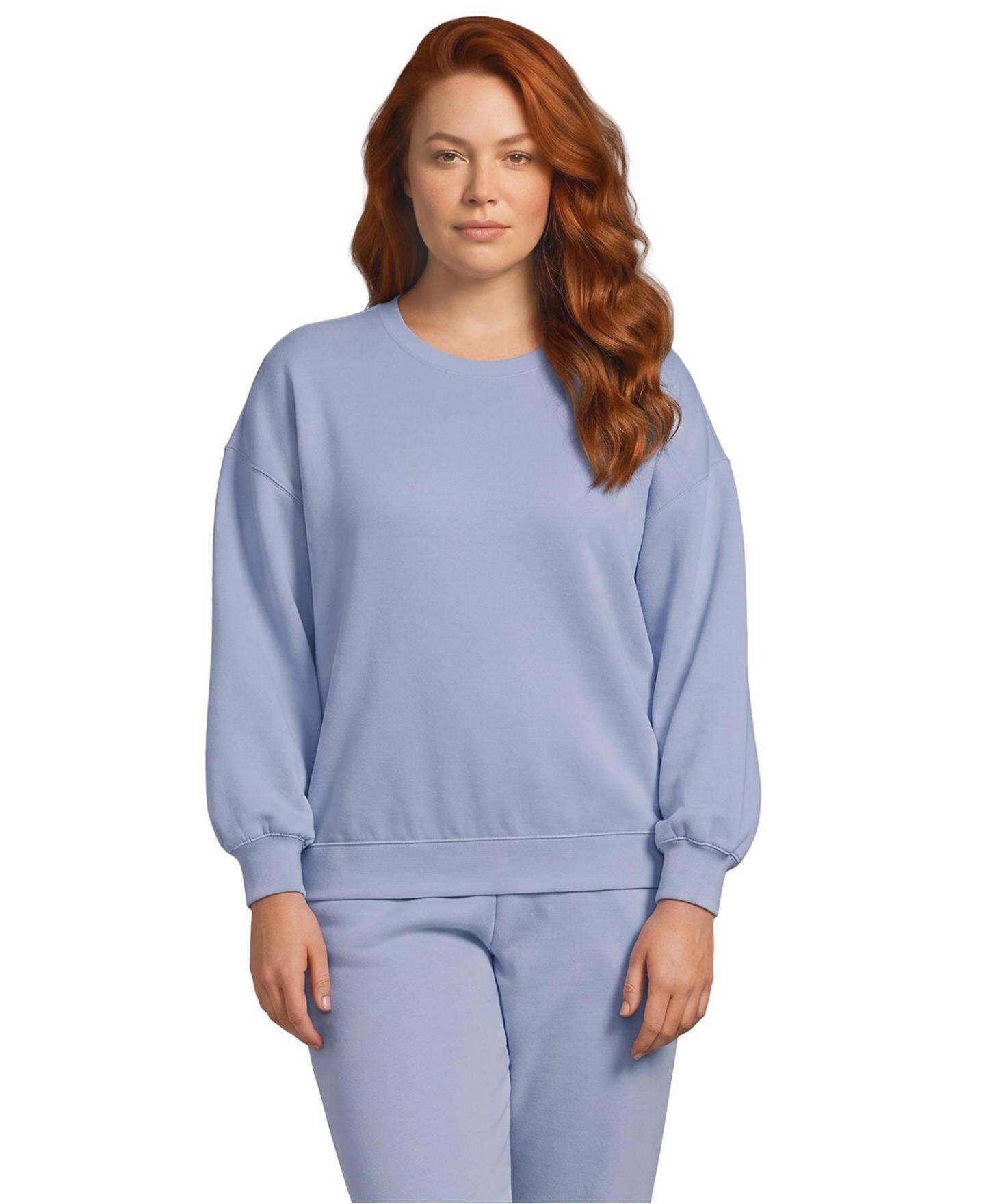 Женская толстовка Lands' End Plus Size Relaxed Serious Sweats Long Sleeve Crewneck, цвет: Барвинковый — фото 2