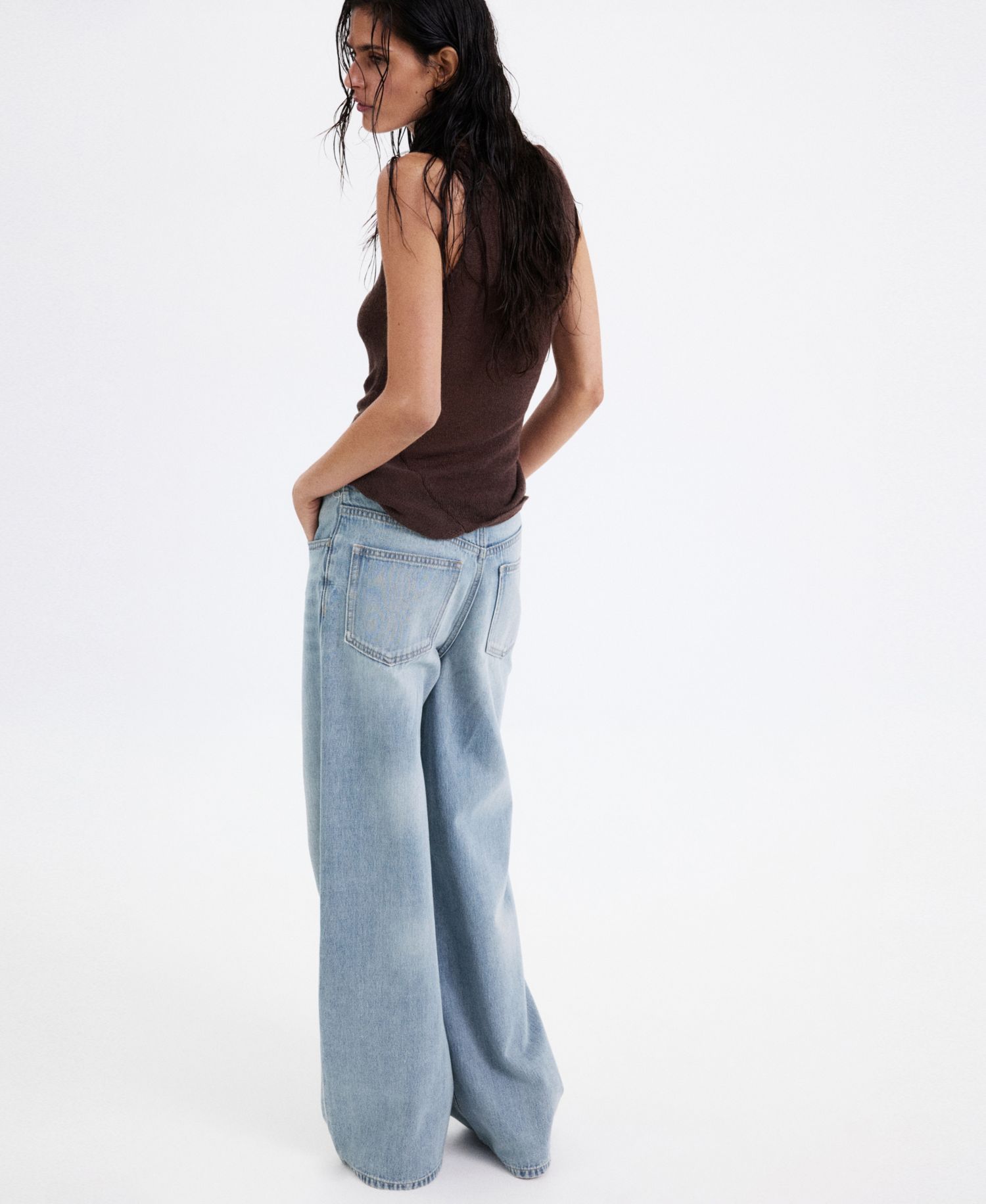 Women's High-Waisted Wide-Leg Frayed-Waistband Jeans