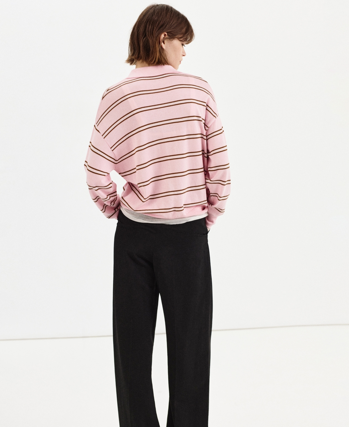 Mango Women's Striped Polo-Neck Sweater