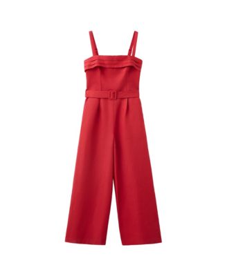 Women's Sleeveless Wide-Leg Linen-Blend Jumpsuit