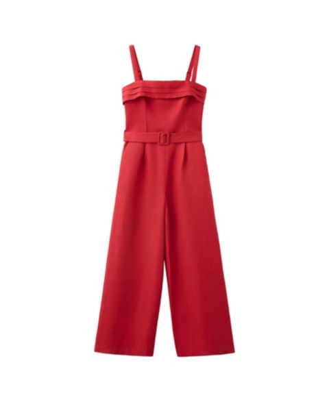 Женский комбинезон Mango Sleeveless Wide-Leg Linen-Blend Jumpsuit, цвет: Красный