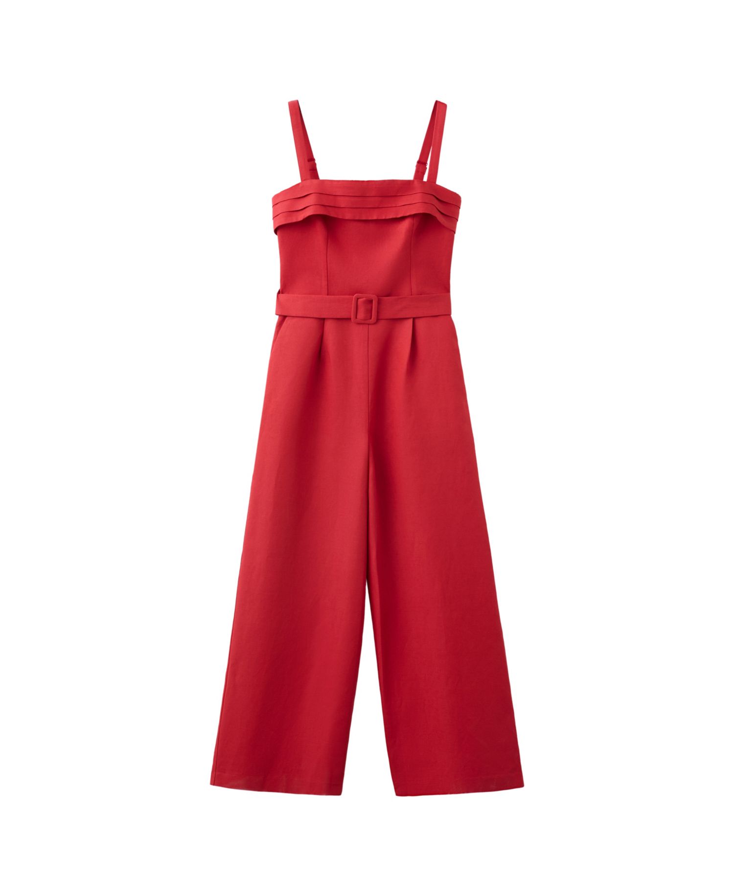 Women's Sleeveless Wide-Leg Linen-Blend Jumpsuit