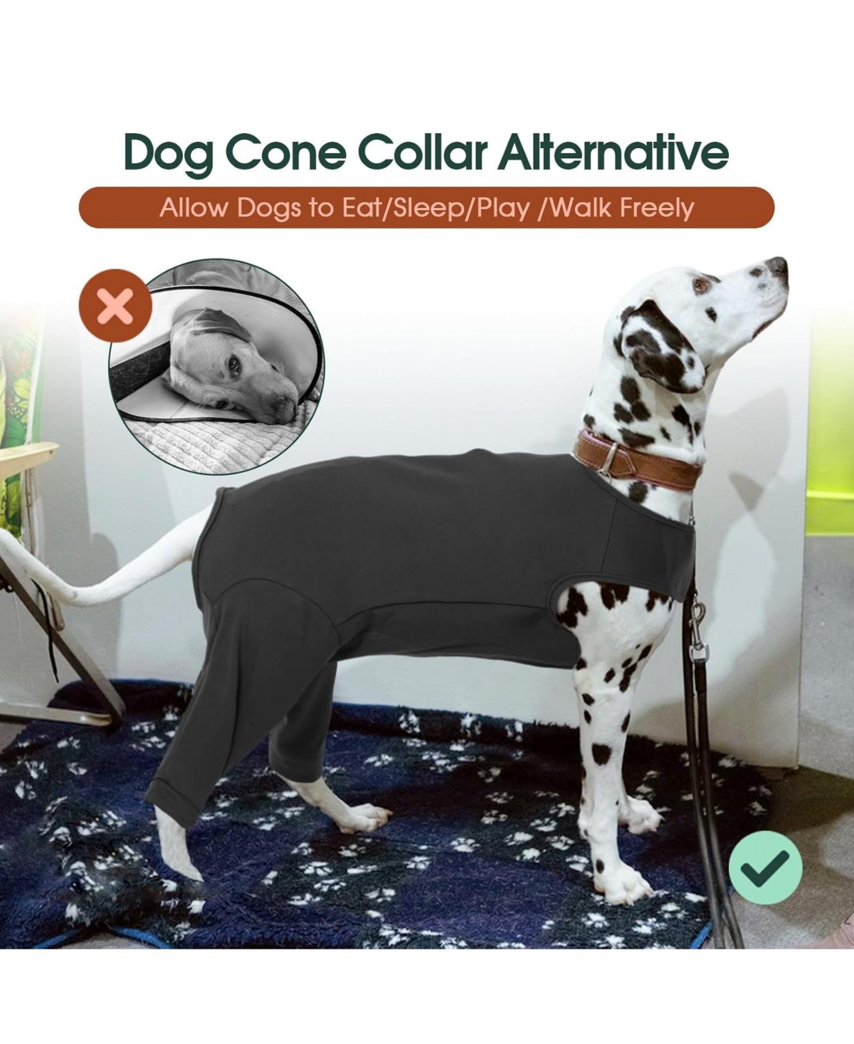 Rear Leg Recovery Onesie Surgical Suit for Dogs, Post-Surgery Wound Protection and Licking Prevention
