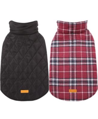 Reversible Waterproof Fleece-Lined Dog Jacket with Leash Access for Cold Weather