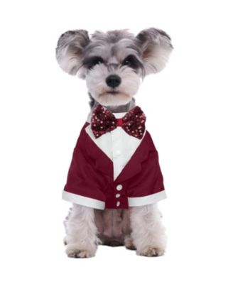 Formal Bow Tie Tuxedo Suit for Dogs, Polyester-Cotton Blend Party and Special Occasion Costume