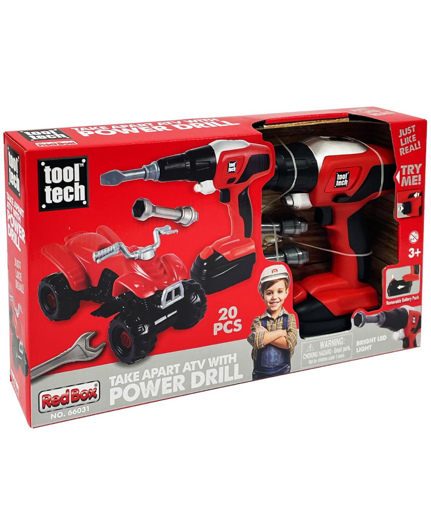 Детский конструктор Red Box Tool Tech Take-Apart ATV and Power Drill 20-Piece Building Set, Ages 3+, цвет: Open Miscellaneous — фото 2