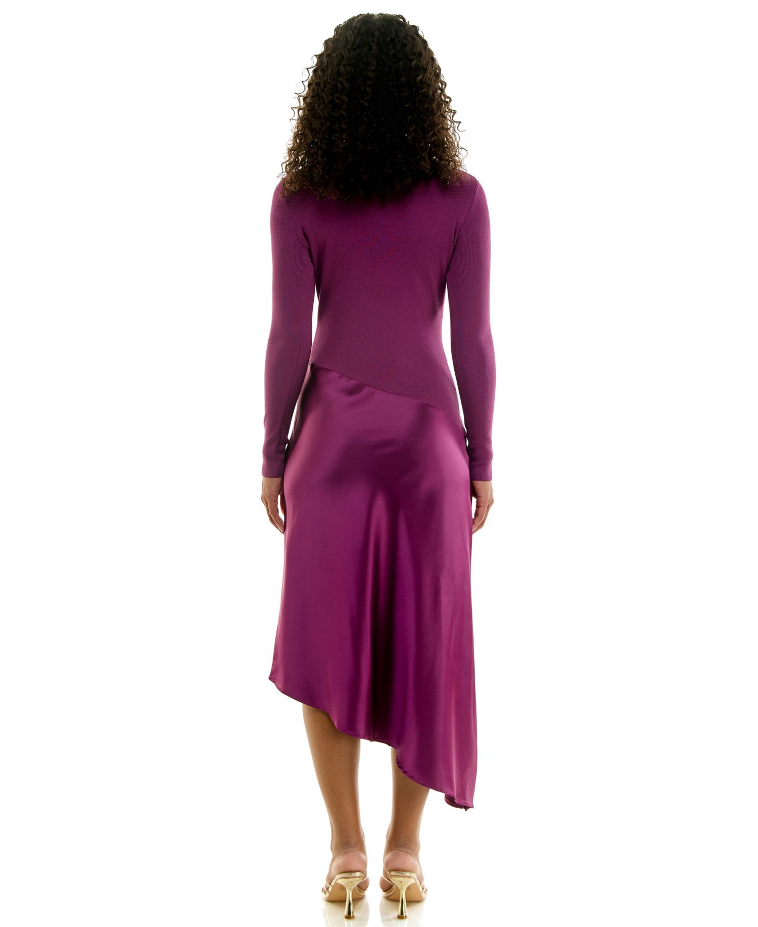 Juniors' Long-Sleeve Mock-Neck Midi Sweater Dress