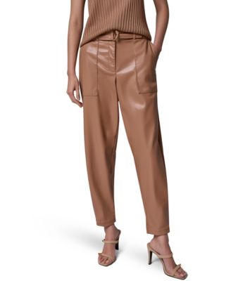 Women's Cargo High-Rise Tapered-Leg Polyurethane Pants