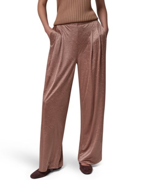 Женские широкие брюки Donna Karan New York из жатой ткани, цвет: Верблюжий