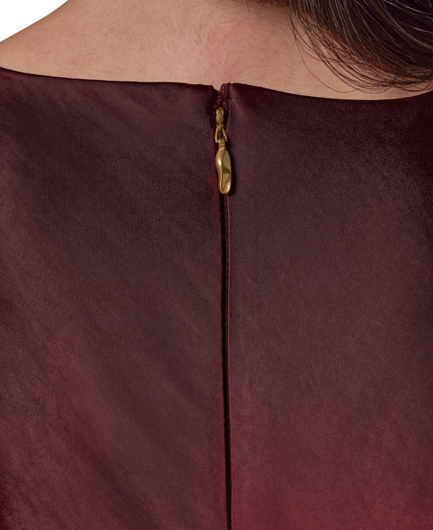 Женское платье Donna Karan New York Satin Cowl Neck A-Line, цвет: Чёрный вишнёвый — фото 7